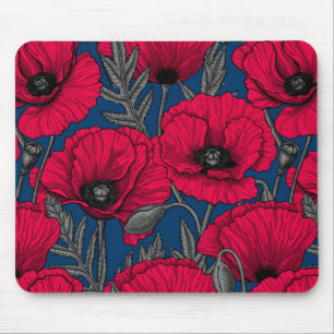 Night poppy garden mouse pad