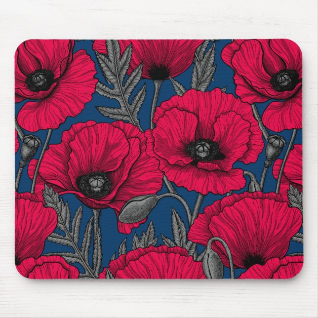 Night poppy garden mouse pad (Front)