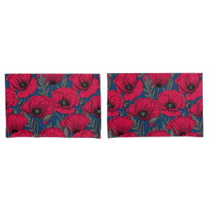Night poppy garden pillowcase