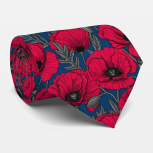 Night poppy garden tie