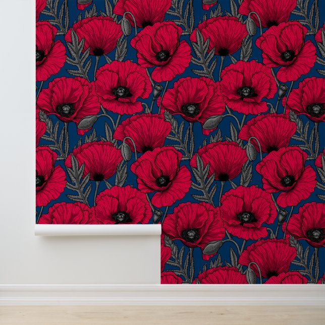 Night poppy garden wallpaper (Application)