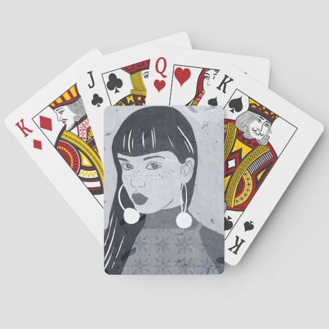 Night Portrait Glance Playing Cards (Back)