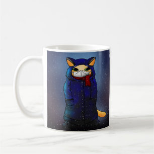 Night Rain Face Mask Cat Coffee Mug