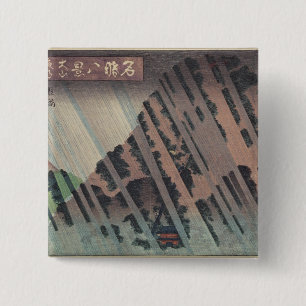 Night Rain on Oyama, c.1830 2 Inch Square Button