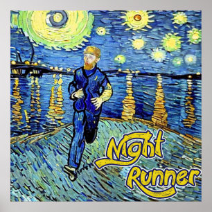 Night Runner Starry Night Poster