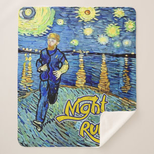 Night Runner Starry Night Sherpa Blanket