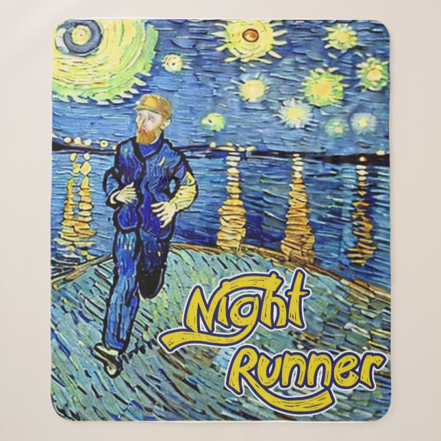 Night Runner Starry Night Sherpa Blanket (Front)