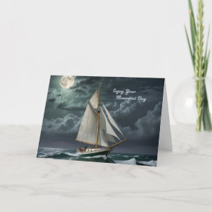 Night Sail Boat for Memorial Day Card