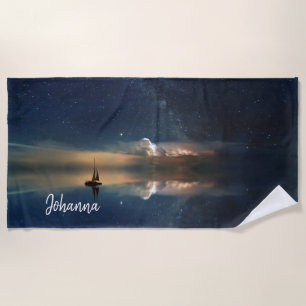 Night Sailing Beach Towel