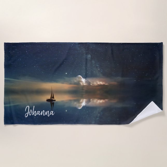Night Sailing Beach Towel (Front)