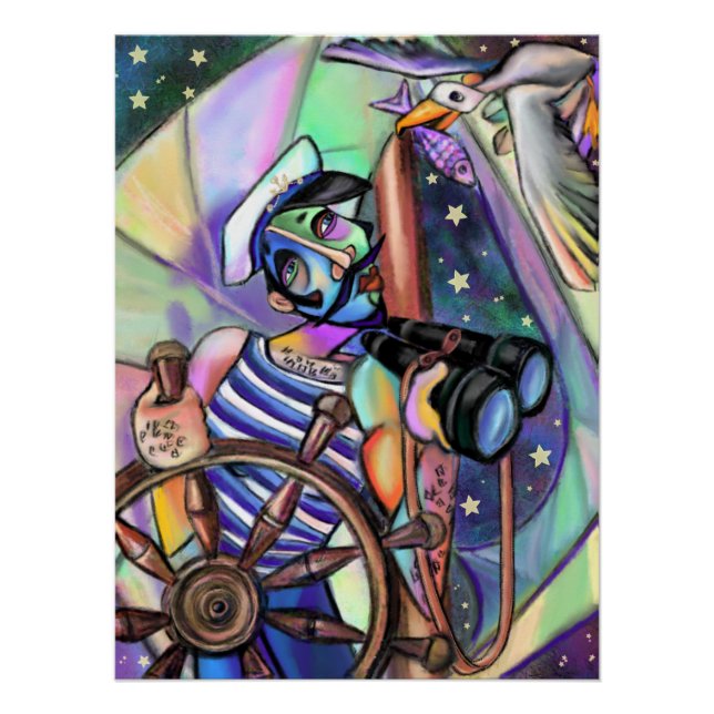 Night Sailing Captain Poster (Front)
