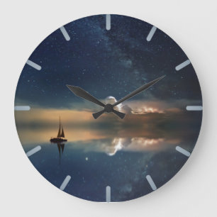 Night Sailing Large Clock