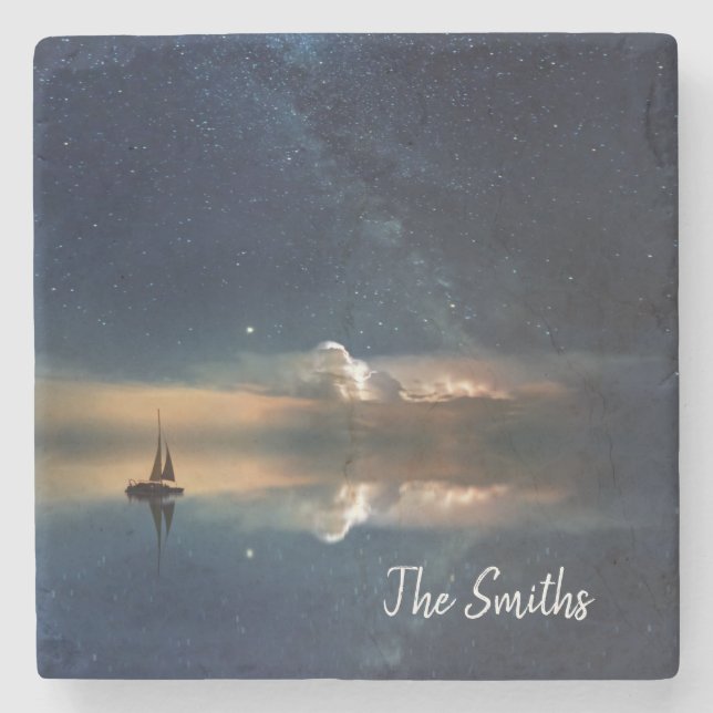 Night Sailing Stone Coaster (Front)