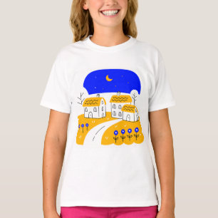 Night Scene of a Small Village Landscape T-Shirt