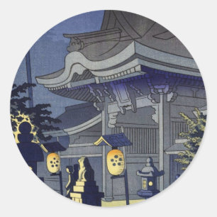 Night Scene of Kitano Shrine Asano Takeji Classic Round Sticker