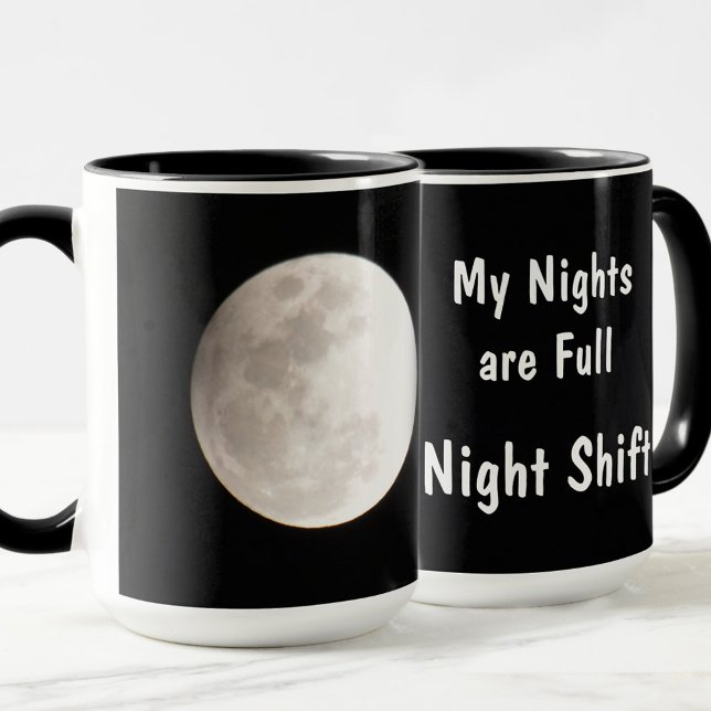 Night Shift Full Moon Photographic Black Mug (Creator Uploaded)