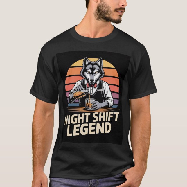 Night Shift Legend Wolf Bartender Shirt (Front)