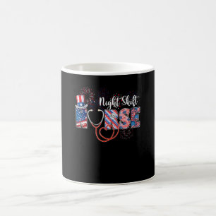 Night Shift Nurse 4th Of July Love Heart Stethosco Coffee Mug
