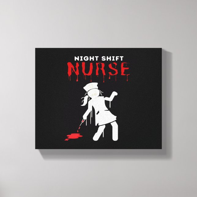 Night Shift Nurse Funny Halloween Classic T-Shirt Canvas Print (Front)