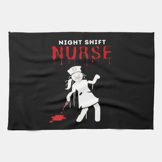 Night Shift Nurse Funny Halloween Classic T-Shirt Kitchen Towel (Horizontal)