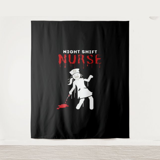 Night Shift Nurse Funny Halloween Classic T-Shirt Tapestry (Front)