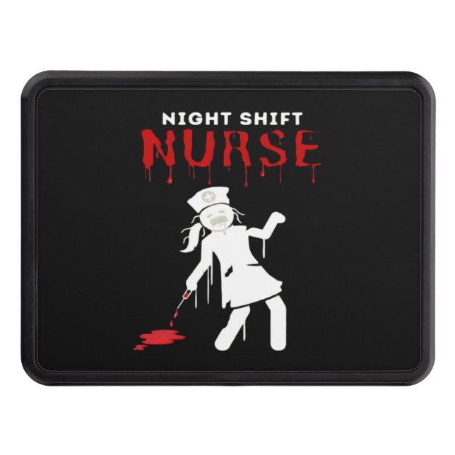 Night Shift Nurse Funny Halloween Classic T-Shirt Trailer Hitch Cover (Front)