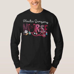 Night Shift Nurse Leopard Plaid Love Heart Stethos T-Shirt