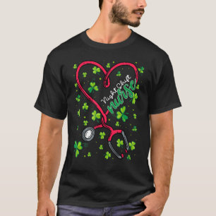 Night Shift Nurse St Patricks Day Love Stethoscope T-Shirt
