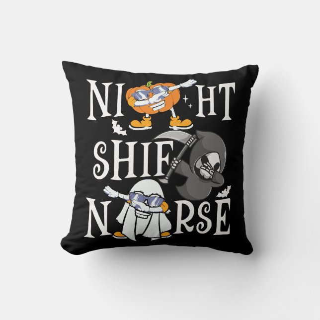 Night Shift Nurse Throw Pillow (Front)