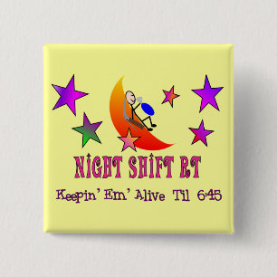 Night Shift RT MOON Stick Man 2 Inch Square Button