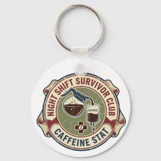 Night Shift Survivor Club Caffeine Nurse Coffee Keychain