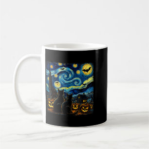 Night Sky Art Black Cat Lover Spooky Halloween Men Coffee Mug