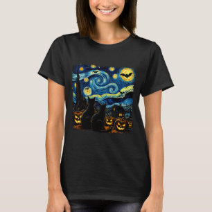 Night Sky Art Black Cat Lover Spooky Halloween Men T-Shirt