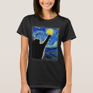 Night Sky Art Cat Starry Art Cat Cat Lover Cat Mom T-Shirt