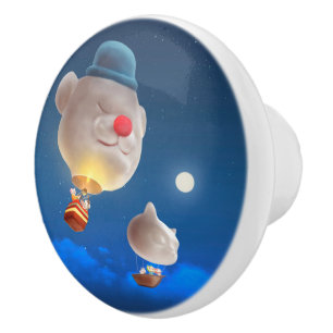 Night Sky Balloon Adventure Ceramic Knob