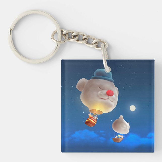 Night Sky Balloon Adventure Keychain (Front)