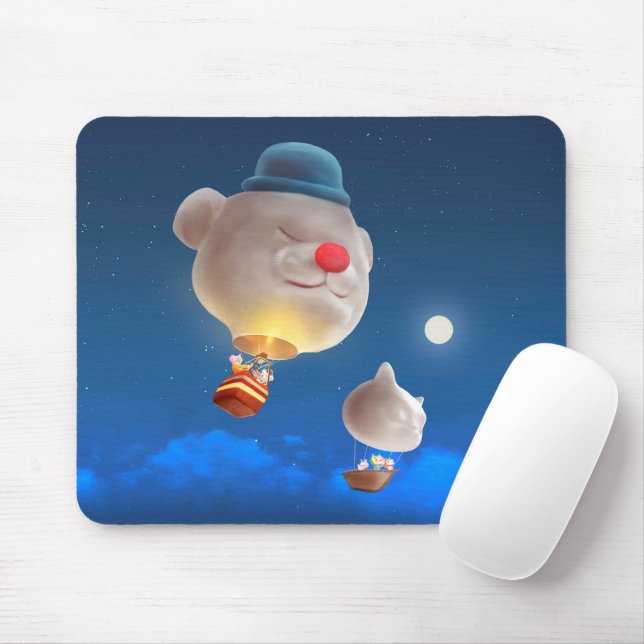 Night Sky Balloon Adventure Mouse Pad (With Mouse)