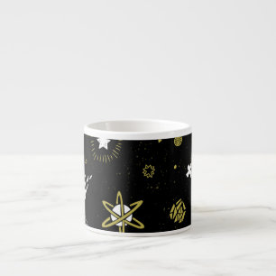 Night sky: cosmic seamless pattern. espresso cup