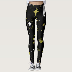 Night sky: cosmic seamless pattern. leggings