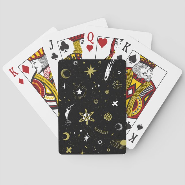 Night sky: cosmic seamless pattern. playing cards (Back)