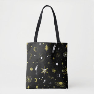 Night sky: cosmic seamless pattern. tote bag