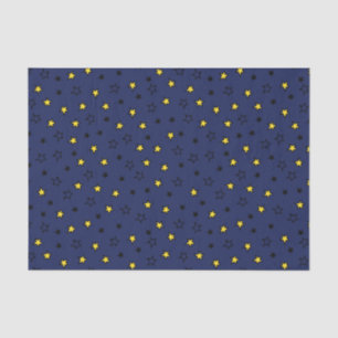 Night Sky Cute Yellow Stars on Navy Blue Pattern Tissue Paper