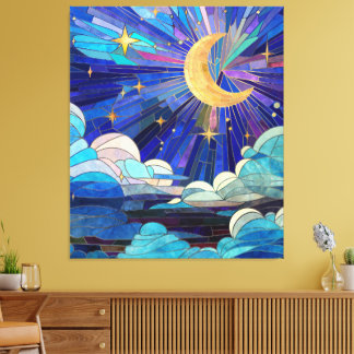 Night Sky - Digital Art Mosaic Canvas Print