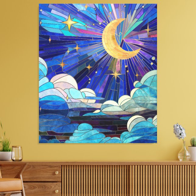Night Sky - Digital Art Mosaic Canvas Print (Insitu(LivingRoom))