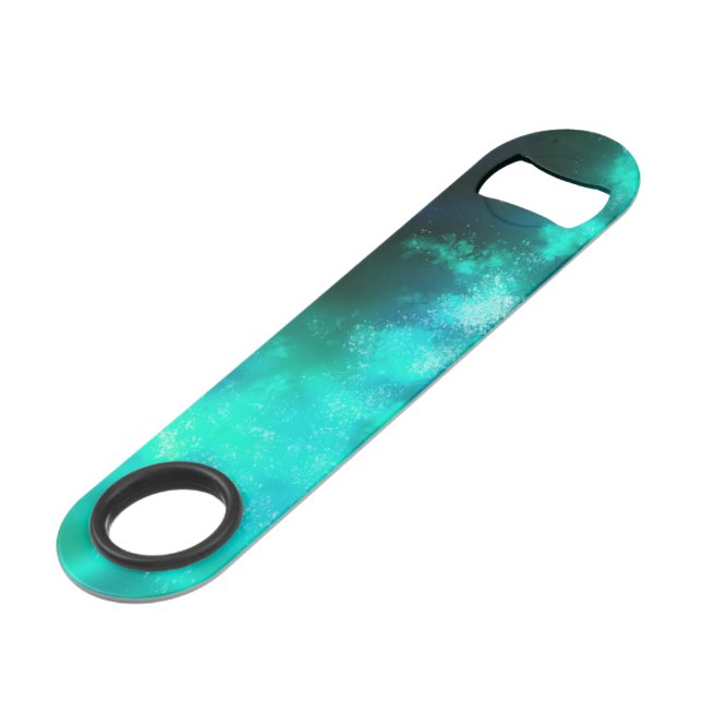 Night Sky Emerald Bottle Opener Bar Key (Front Angled)