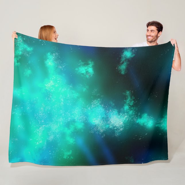 Night Sky Emerald Green Fleece Blanket (In Situ)