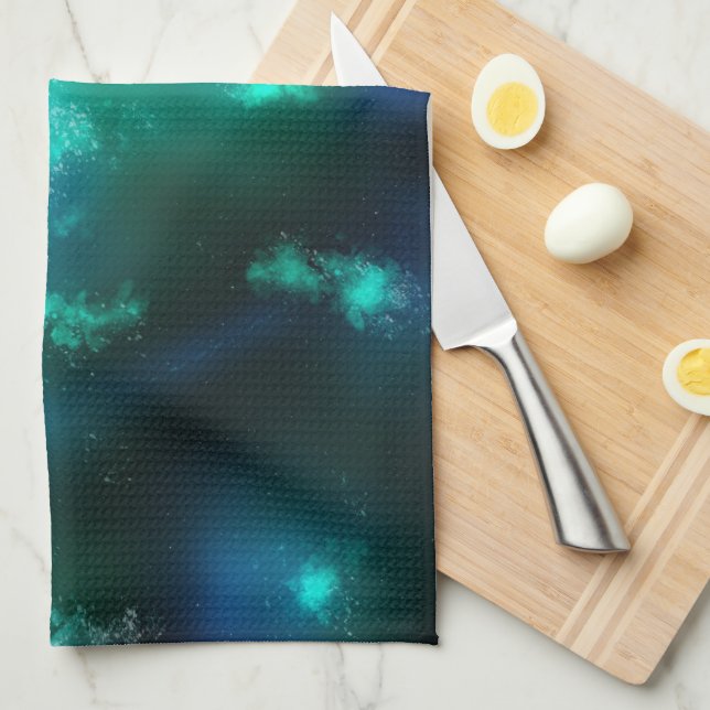 Night Sky Emerald Green Kitchen Towel (Quarter Fold)