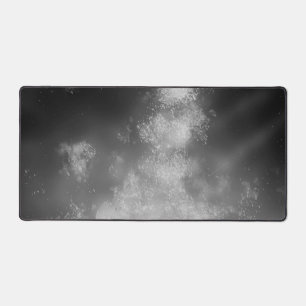 Night Sky Grey Monochrome Desk Mat