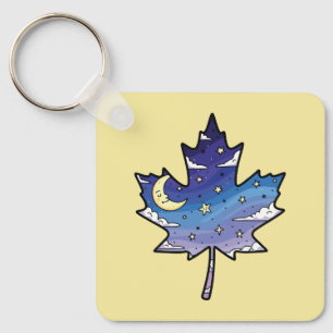 night sky in maple leaf keychain