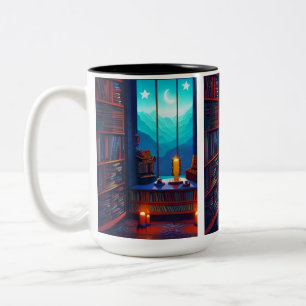 Night Sky Library Two-Tone Coffee Mug